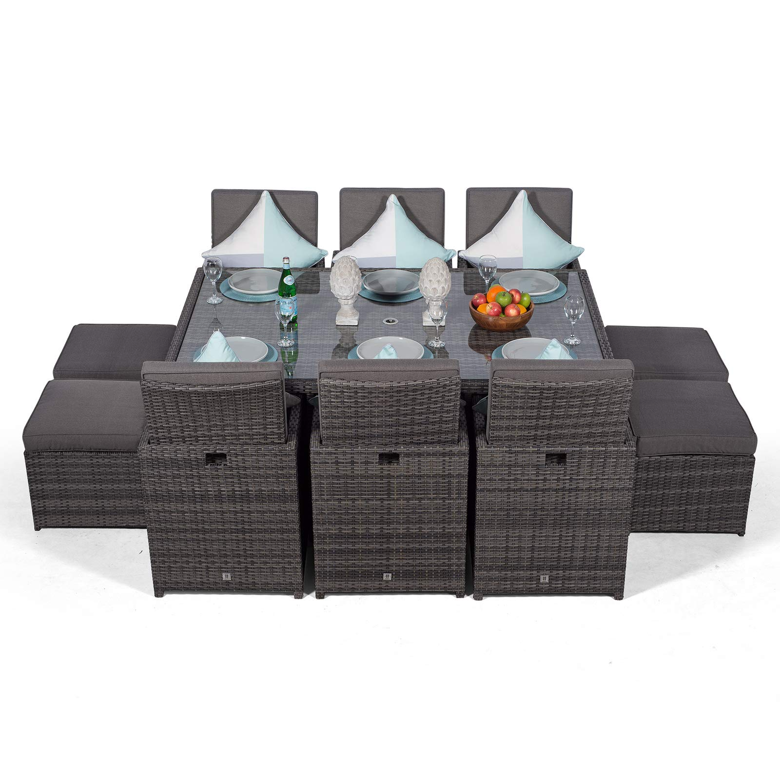 Cube Rattan Garden Furniture Set Chairs Sofa Stool Table Patio