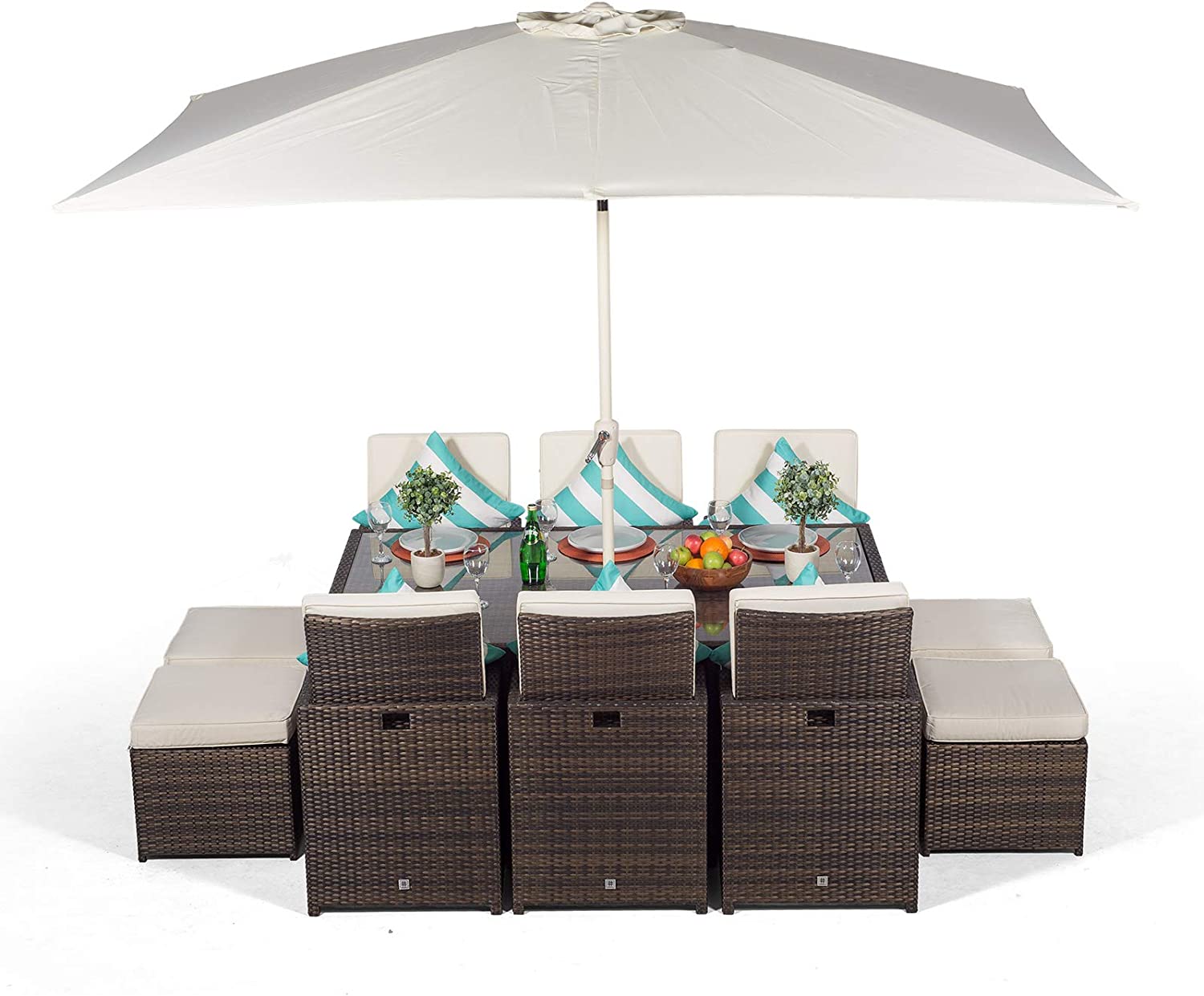 Cube Rattan Garden Furniture Set Chairs Sofa Stool Table Patio