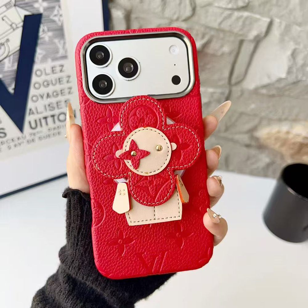LV Monogram Cute 3D Vivienne Doll Card Holder Stand Luxury Phone Case