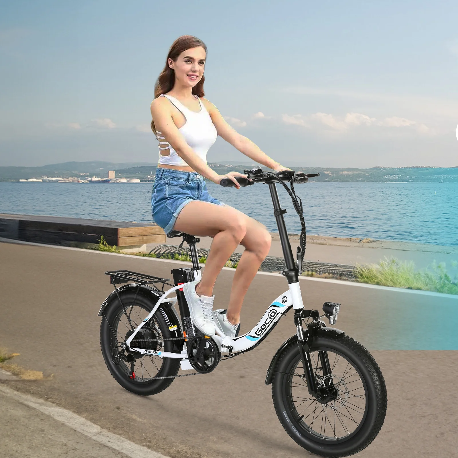 Gocio 20in Folding Electric Commuter Bike, 500W Peak, 48V 10.4Ah