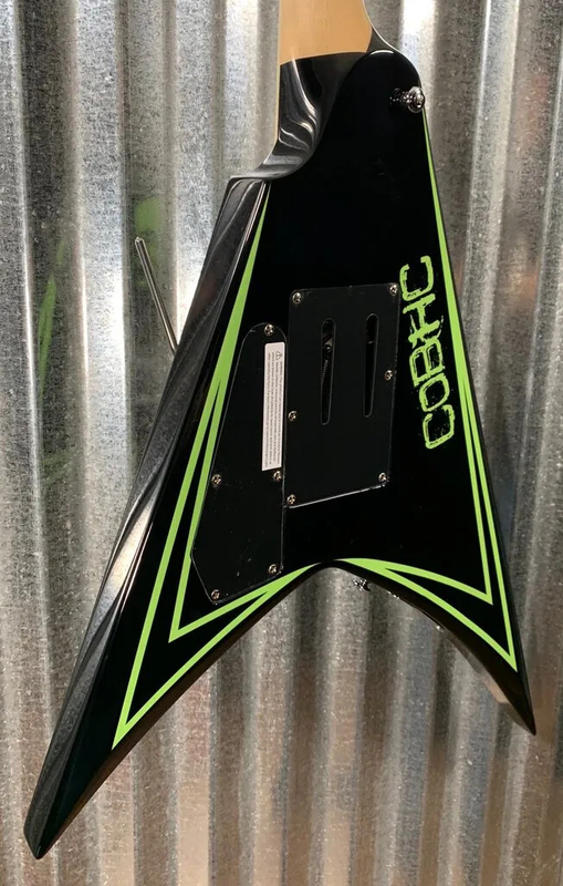 Alexi Laiho Green Sawtooth Flying V Electric Guitar, FSloyd Rose Tremolo Bridge