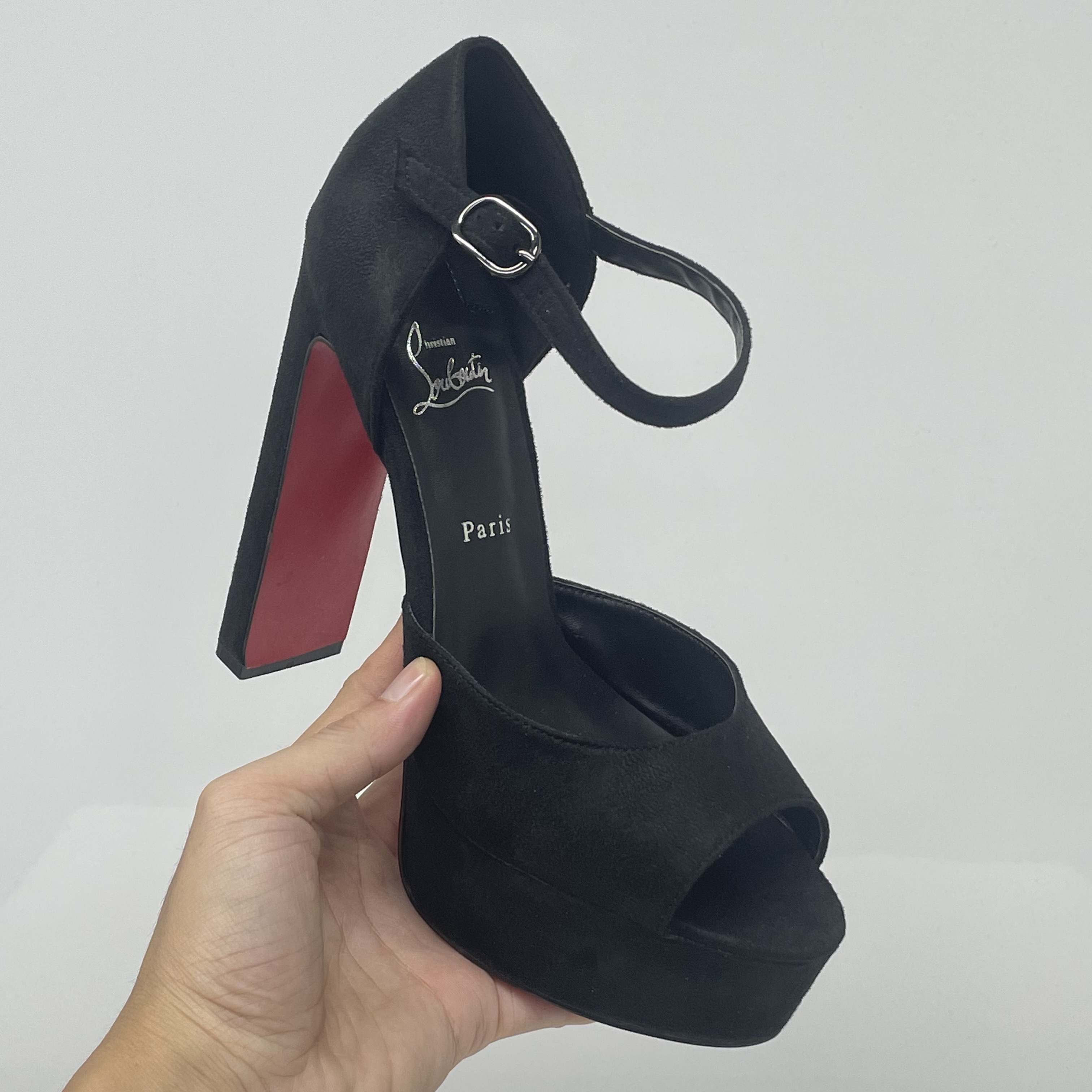 Christian Louboutin CL8993 Black Red Sole Platform Pumps