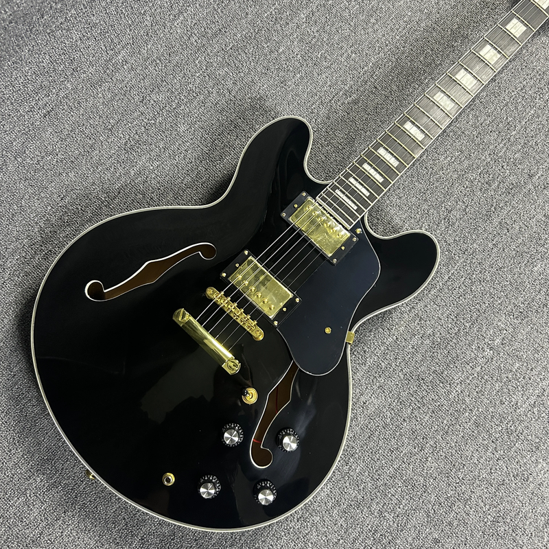 Great Black Electric Guitar Rosewood Fingerboard Maple Body 22 Tone Position Top