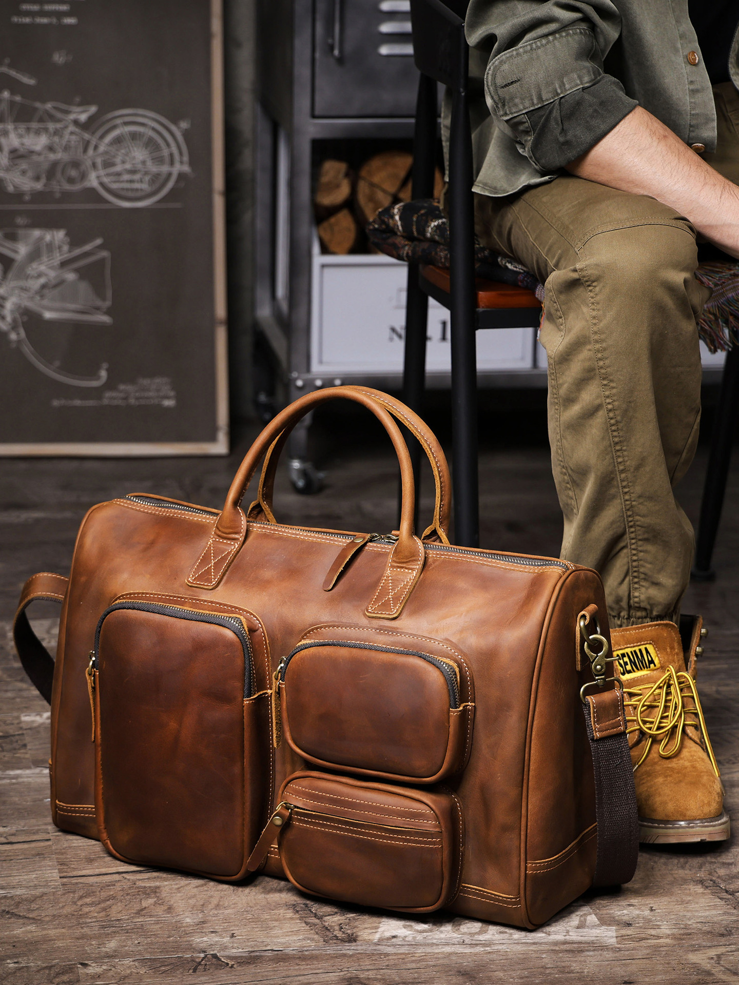 Vintage Full-Grain Leather Duffle Bag - Timeless Adventure for the Modern Explorer