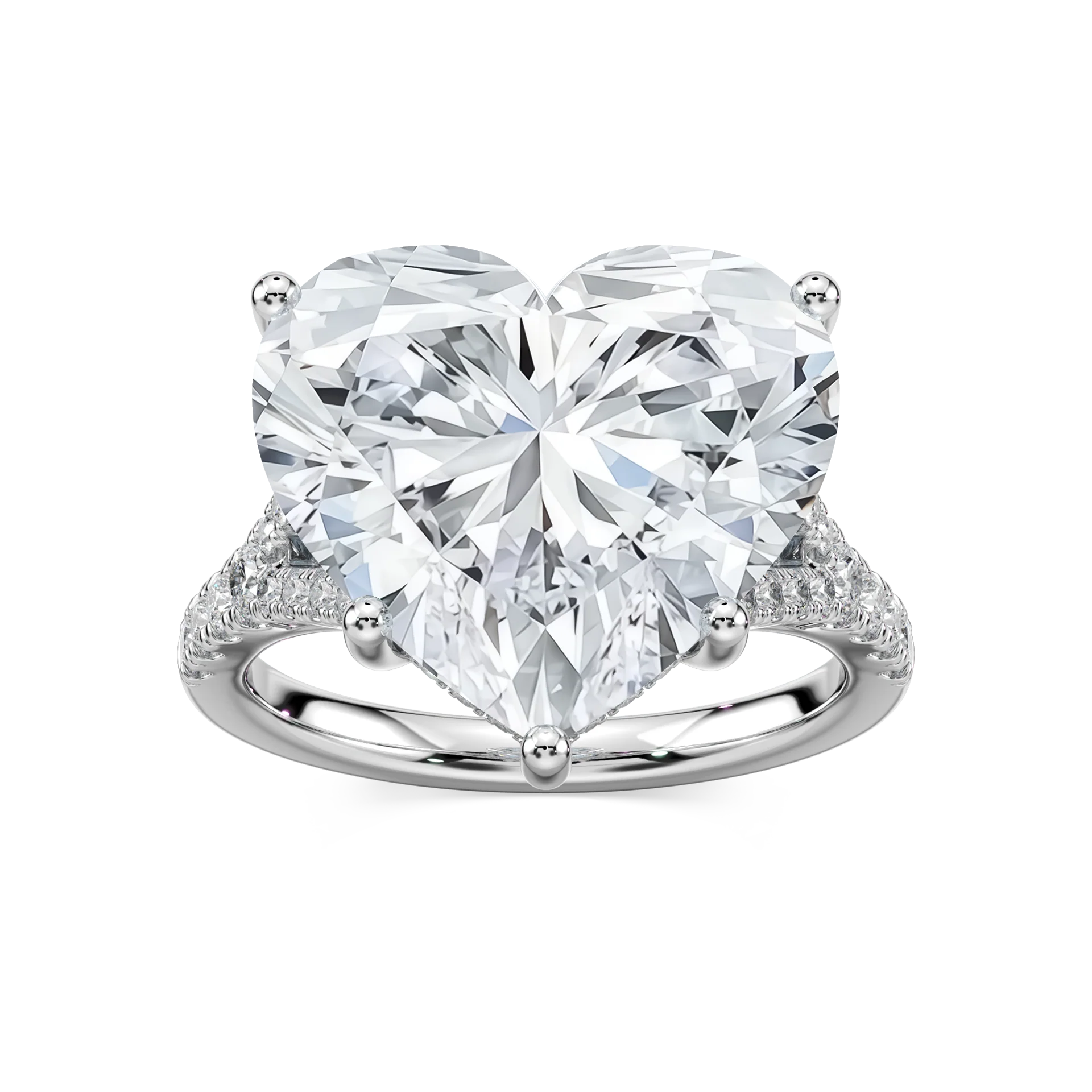 Heather 14 ctw Heart Lab Grown Diamond Split Shank Hidden Halo Engagement Ring - Signature Collection