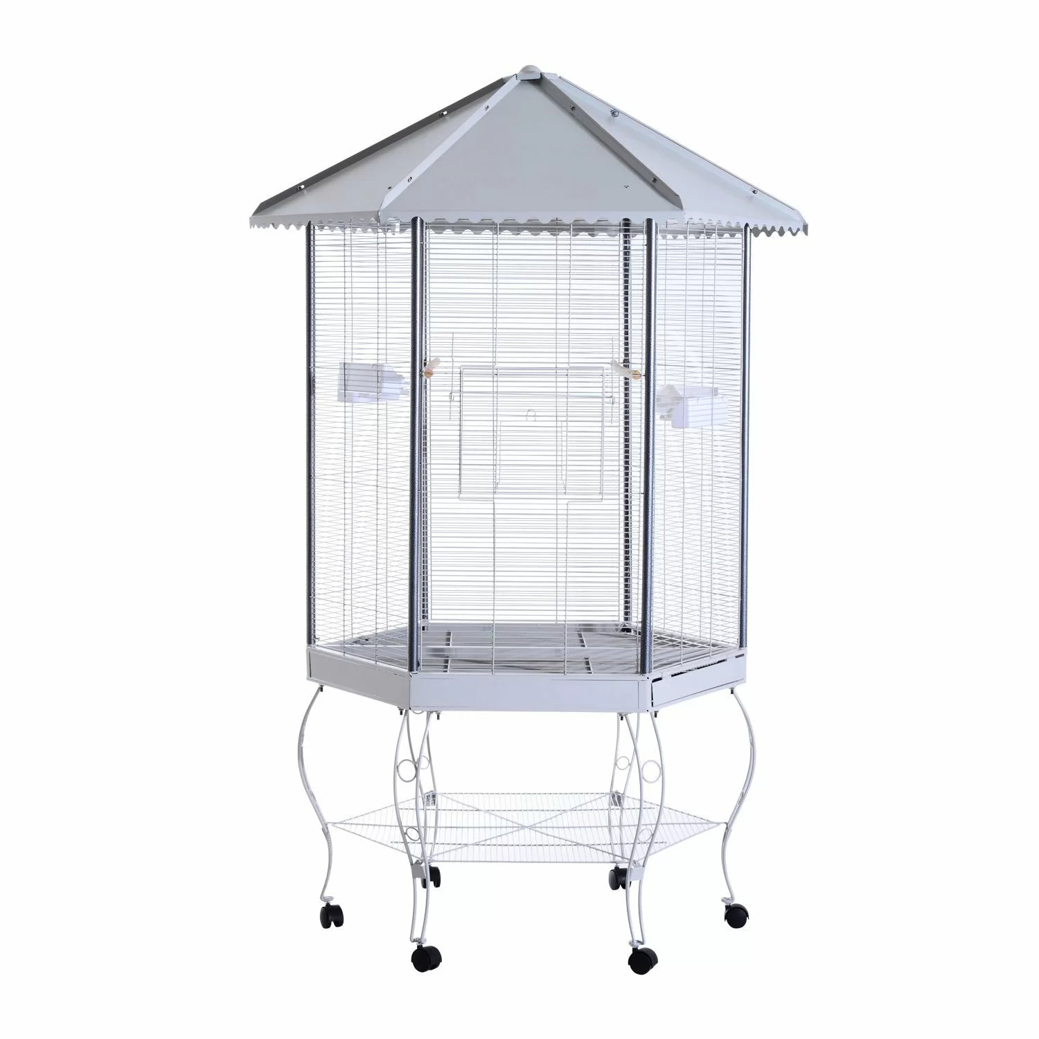 Franconia 79'' Iron Pointed Top Flight Cage with Wheels
