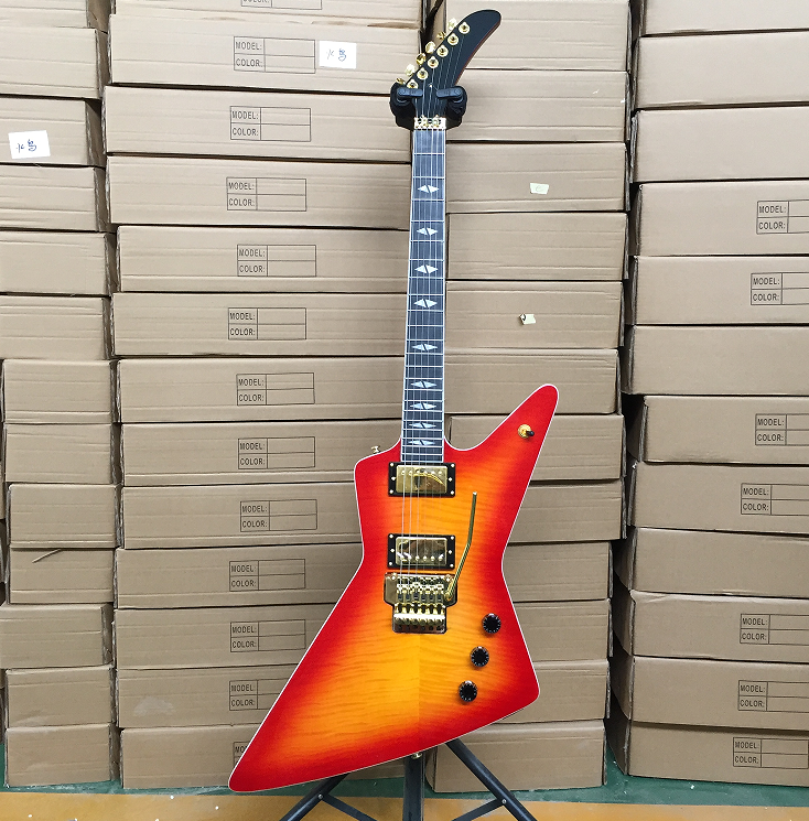Explore Electric Guitar Cherryburst Tremolo Bridge Bone Nut 6 strings