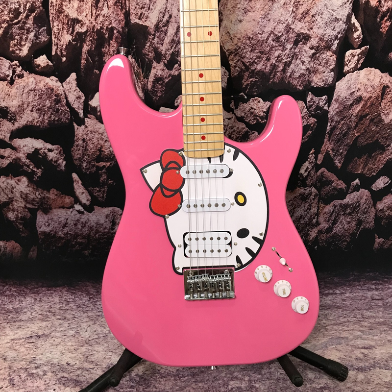 electric guitar start SQ pink cat hello red bow in stock