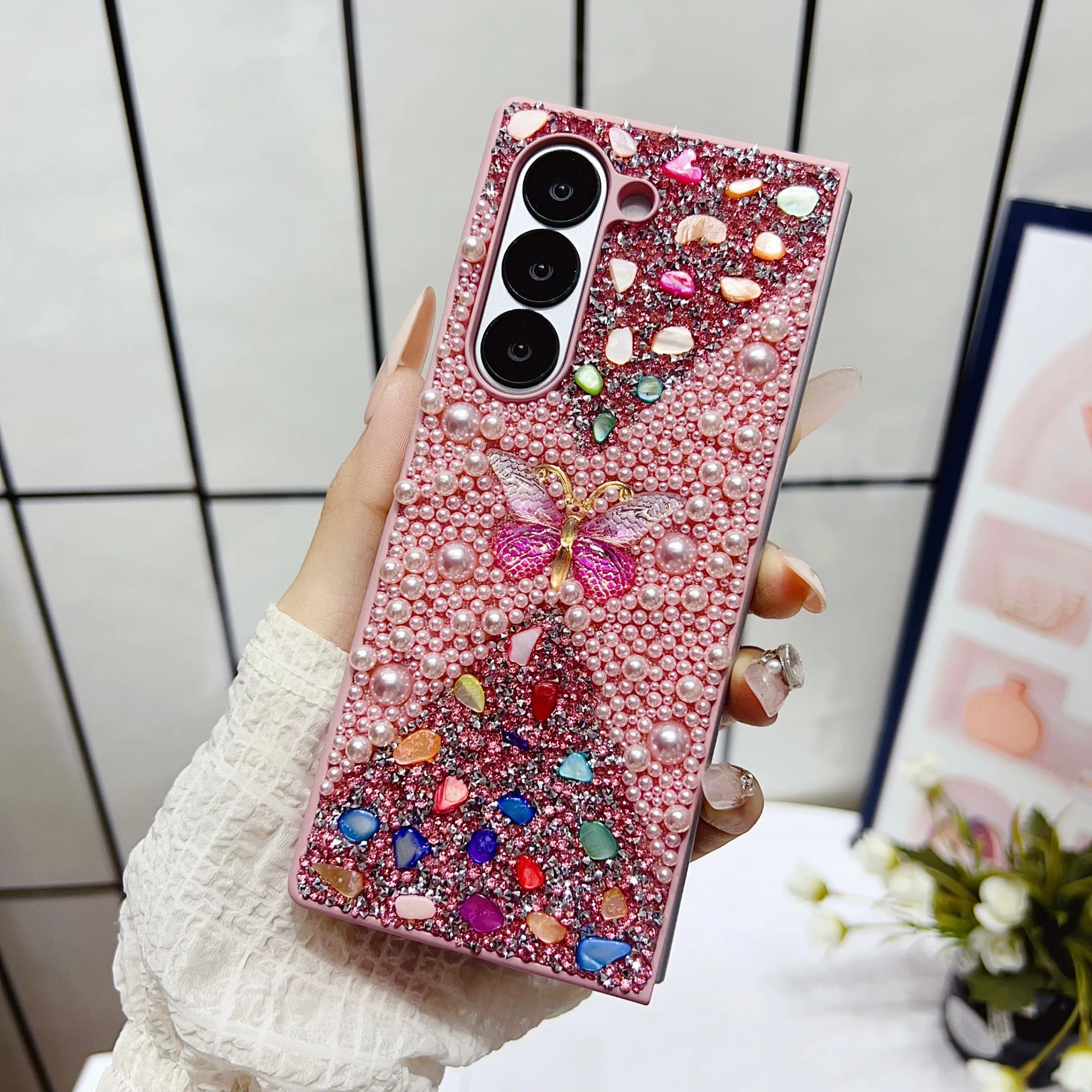 Galaxy Z Fold 3 Protective Case Glitter - back view