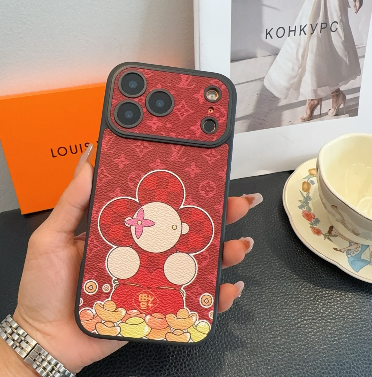 Louis Vuitton Vivienne Lucky Fortune Monogram Leather Luxury Shockproof Phone Case