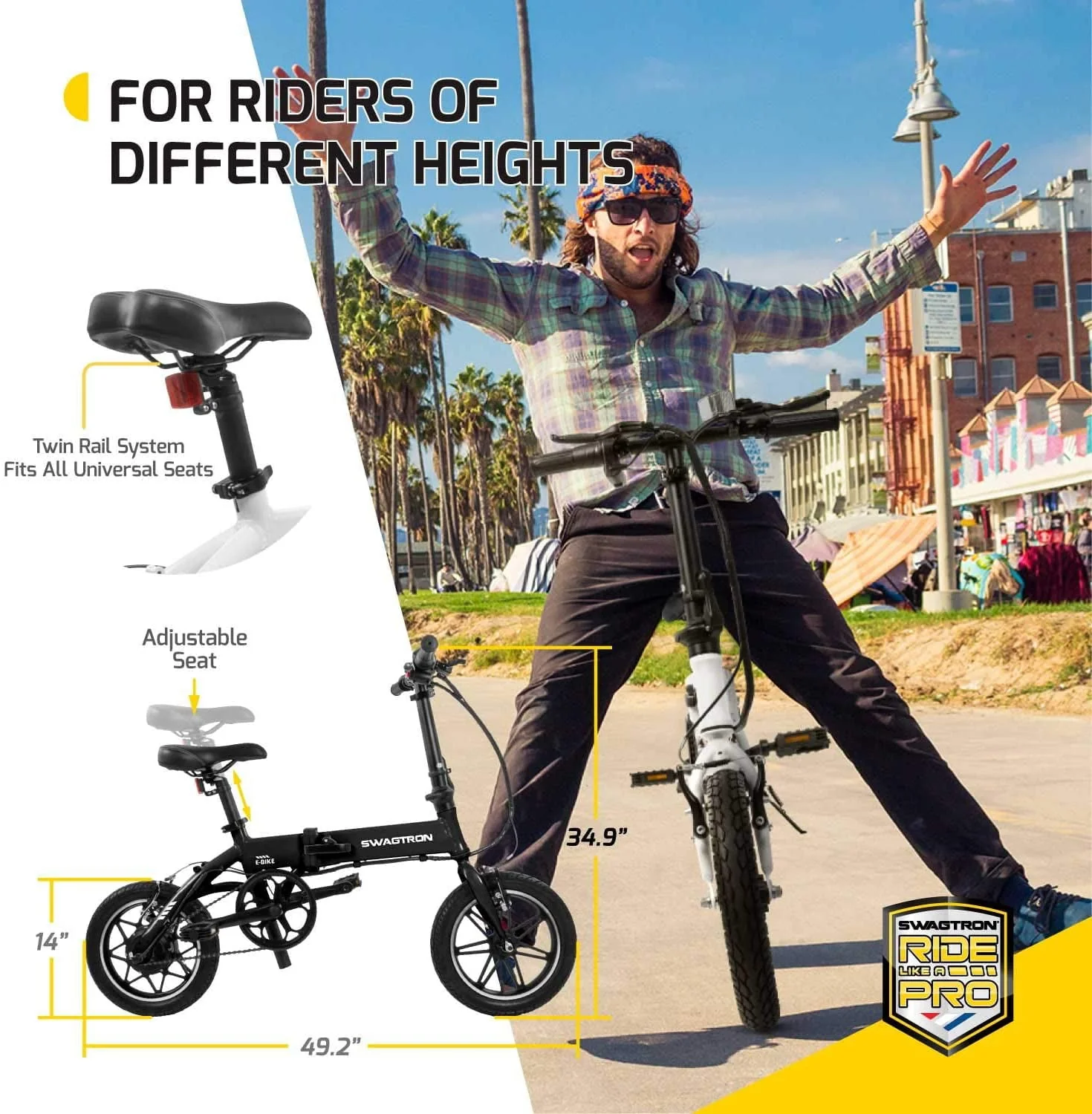 Swagtron EB-5 Folding Electric Bike, Recertified