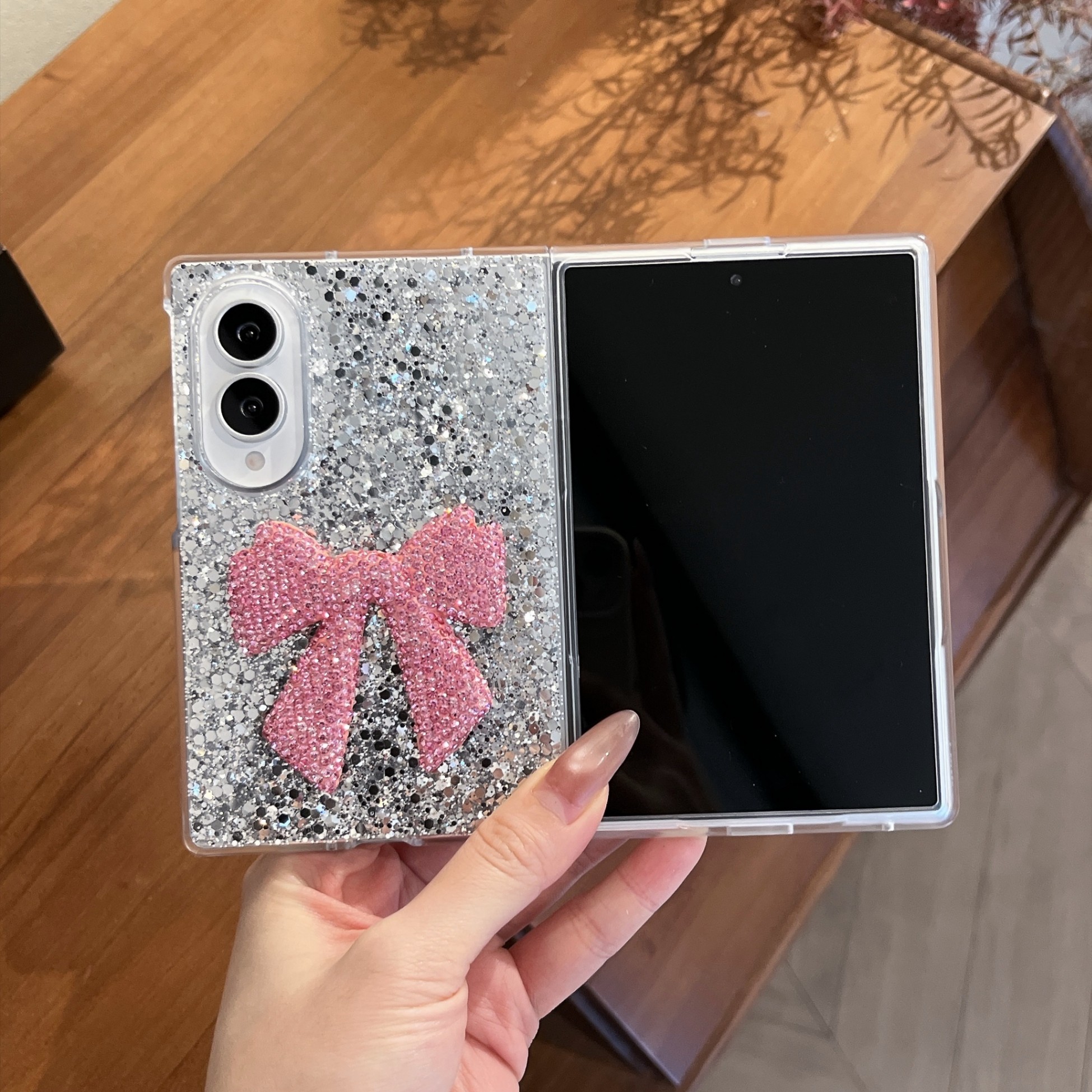 Galaxy Z Fold 8 Protective Case Glitter - back view
