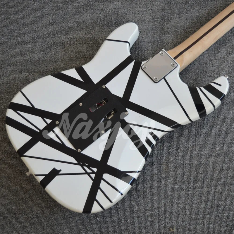 White Black Stripe Electric Guitar Floyd Rose Tremolo Bridge Locking Nut