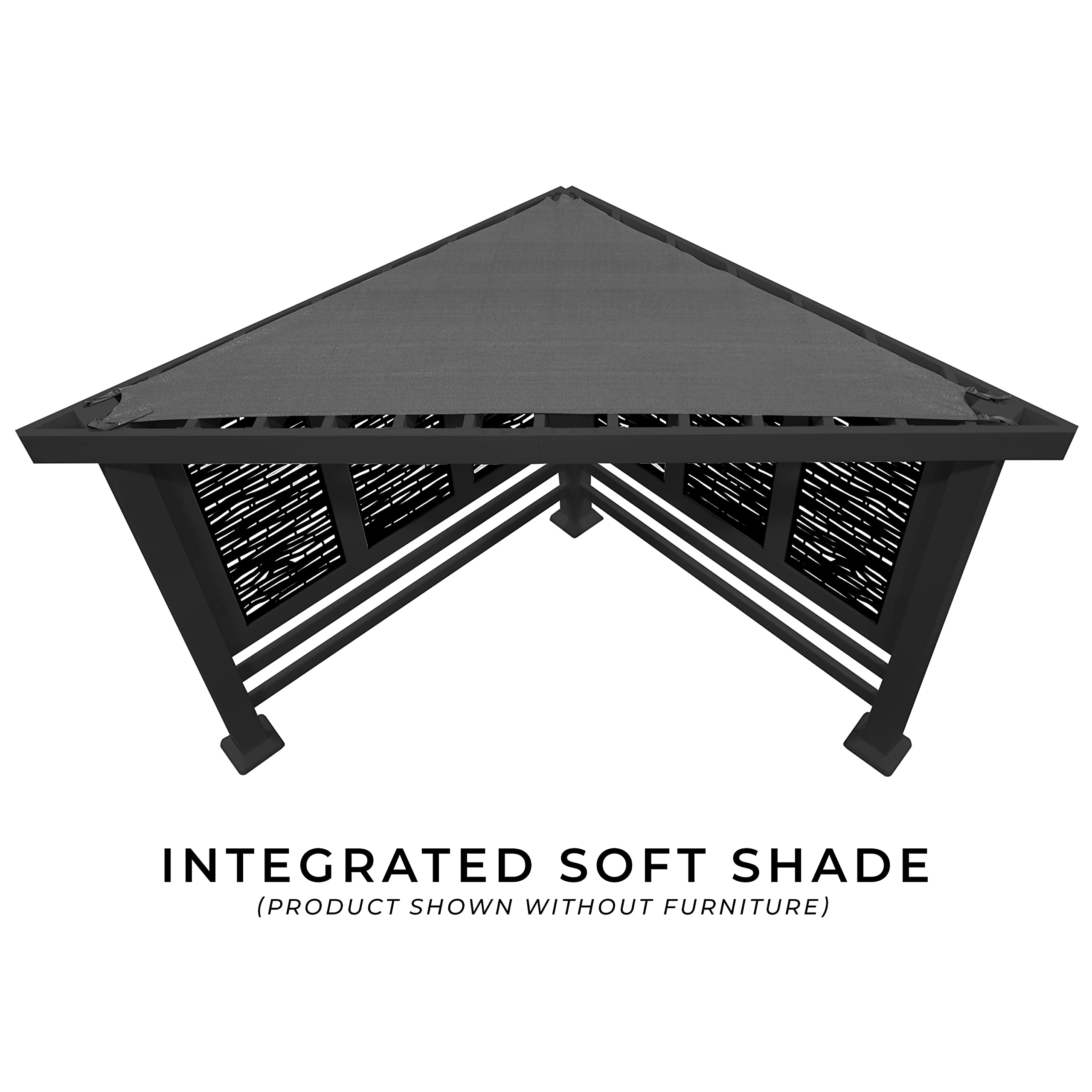 Glendale Modern Steel Cabana Pergola with Conversation Seating