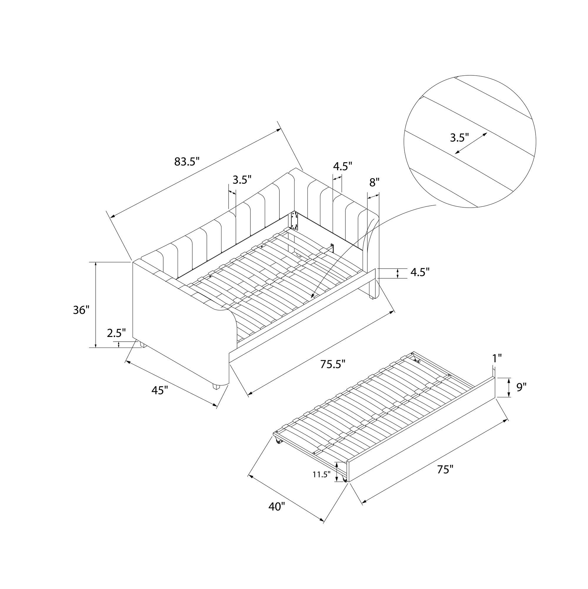 Valentina Upholstered Daybed with Trundle