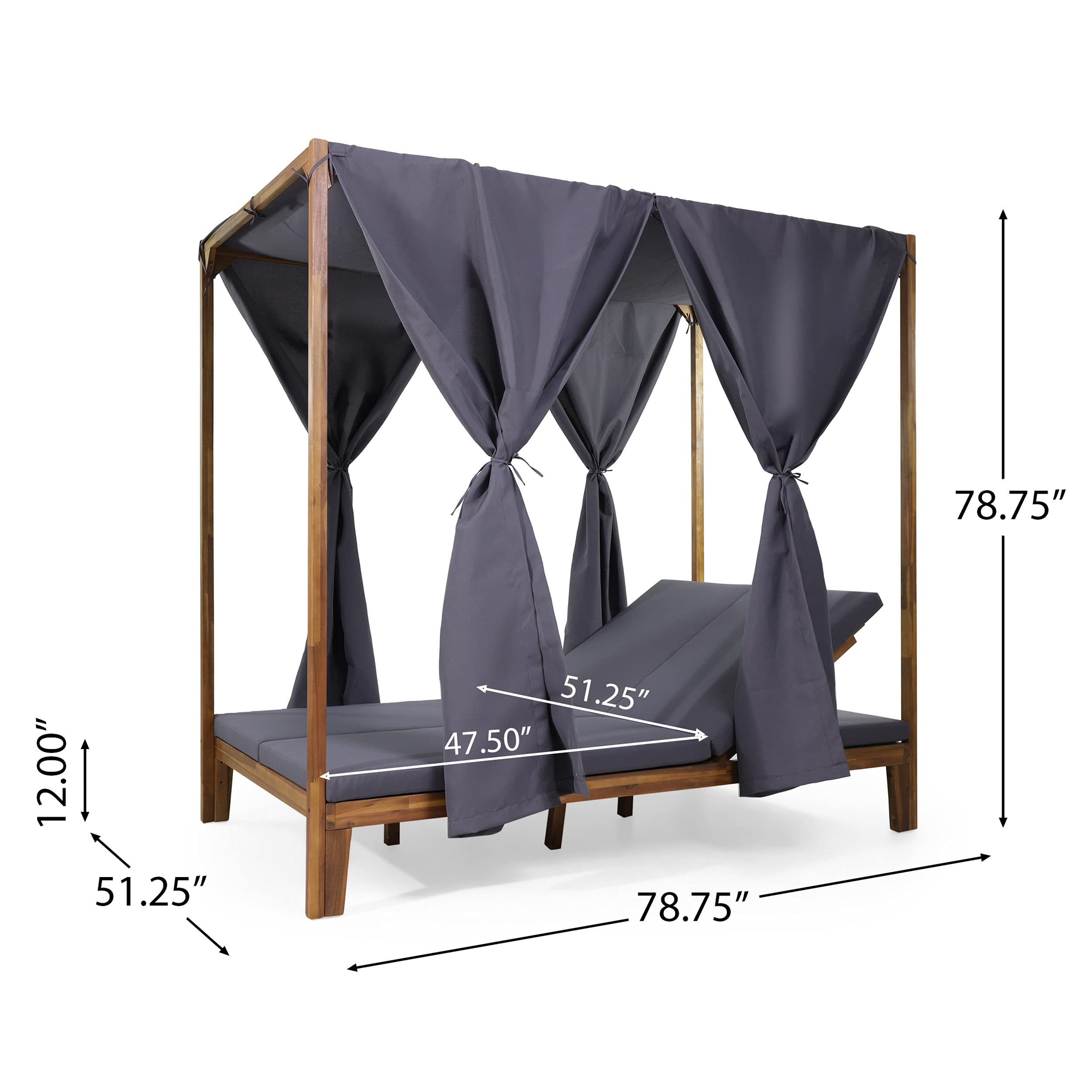 Outdoor DAYBED, Dark Grey + Teak Finish