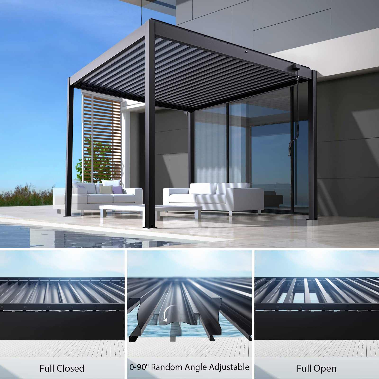 10'x10' NO Corrosion Louvered Pergola