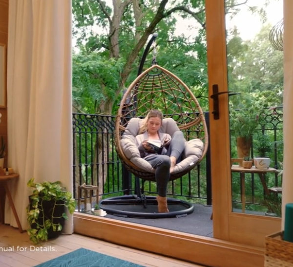 All Weather Single Patio Egg Swing Chair w/ Stand