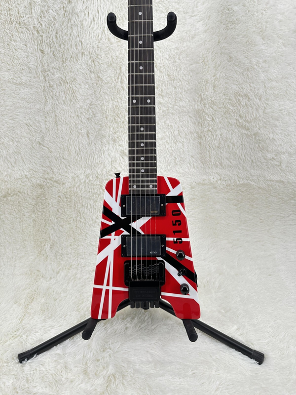 Red White Black Stripes Headless Electric Guitar Rosewood Fretboard