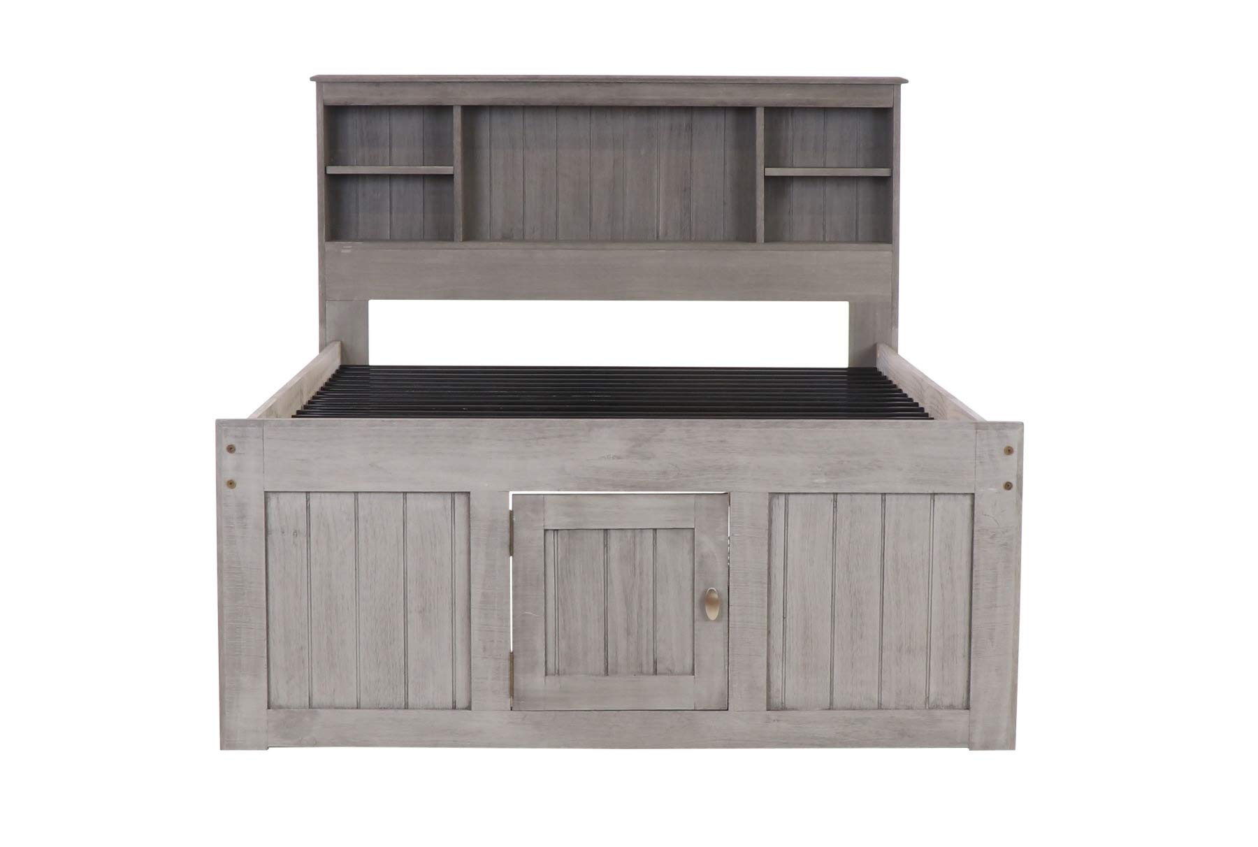 Charcoal Full Bookcase Bed with 12 Drawers