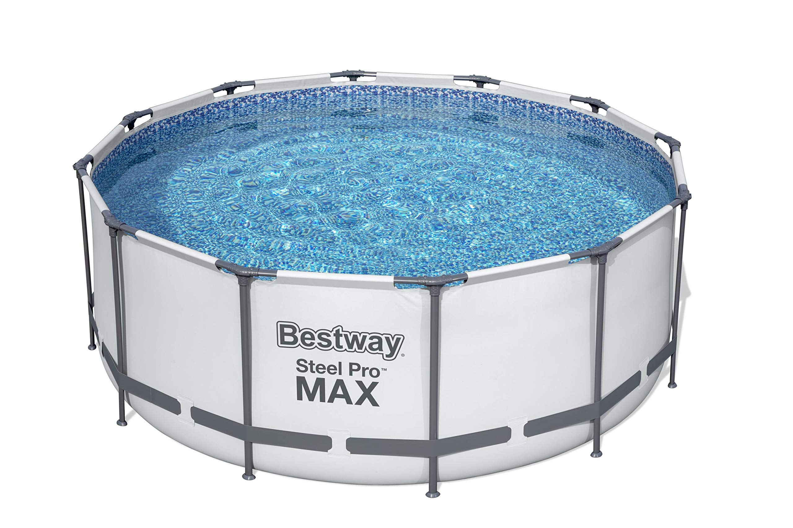 Steel Pro Max Round Frame Swimming Pool with Filter Pump, Grey