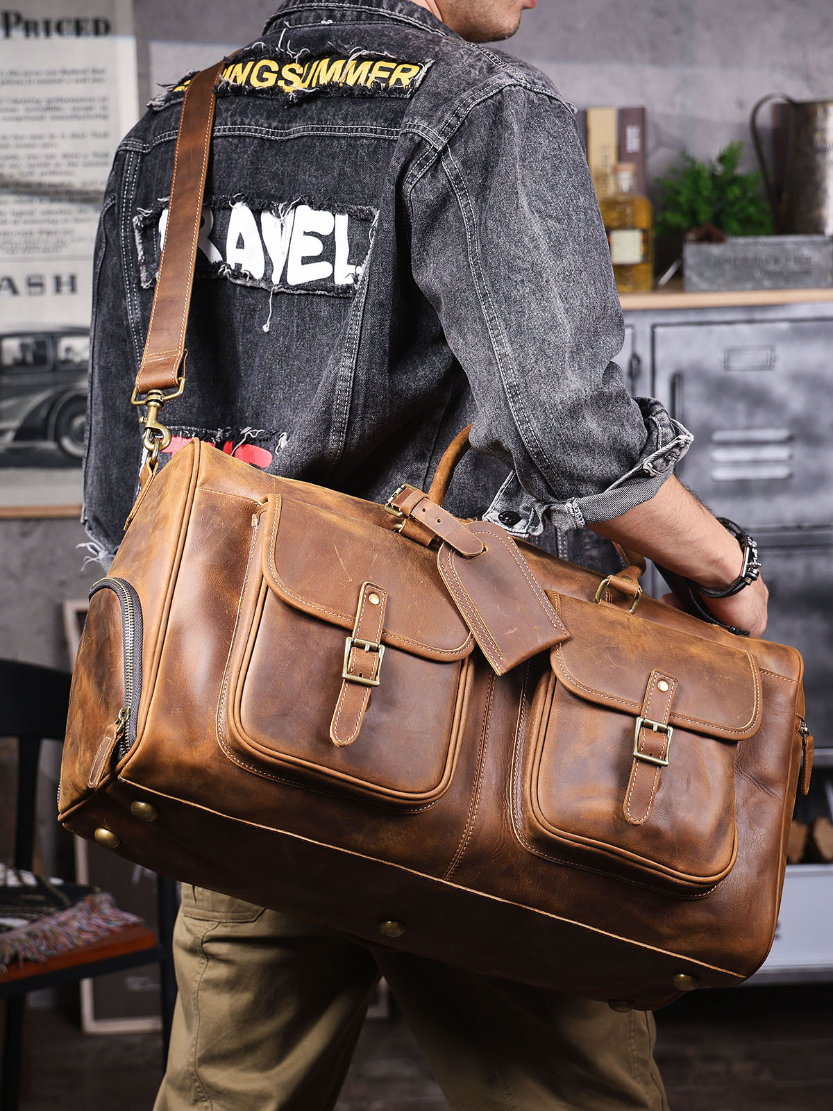 Vintage Full-Grain Leather Duffle Bag - Timeless Adventure for the Modern Explorer