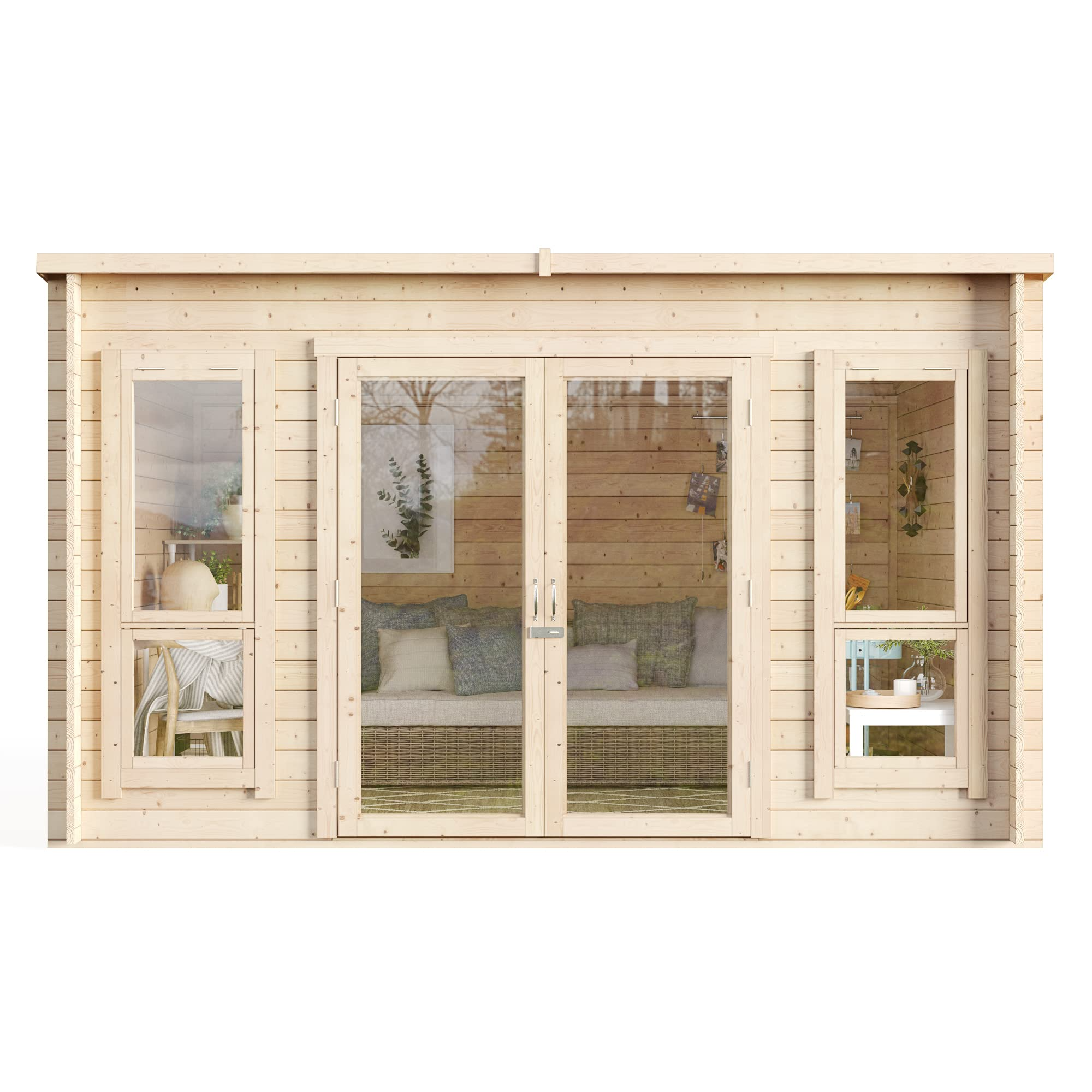 12x8 Log Cabin Summerhouse Garden Office Studio Modern Pent