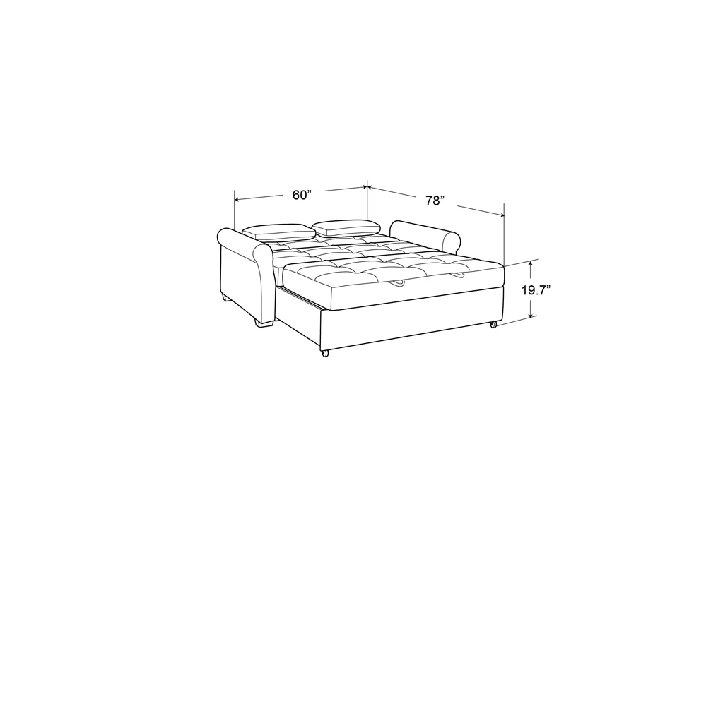 Serta Sabrina 72.6'' Queen Rolled Arm Tufted Back Convertible