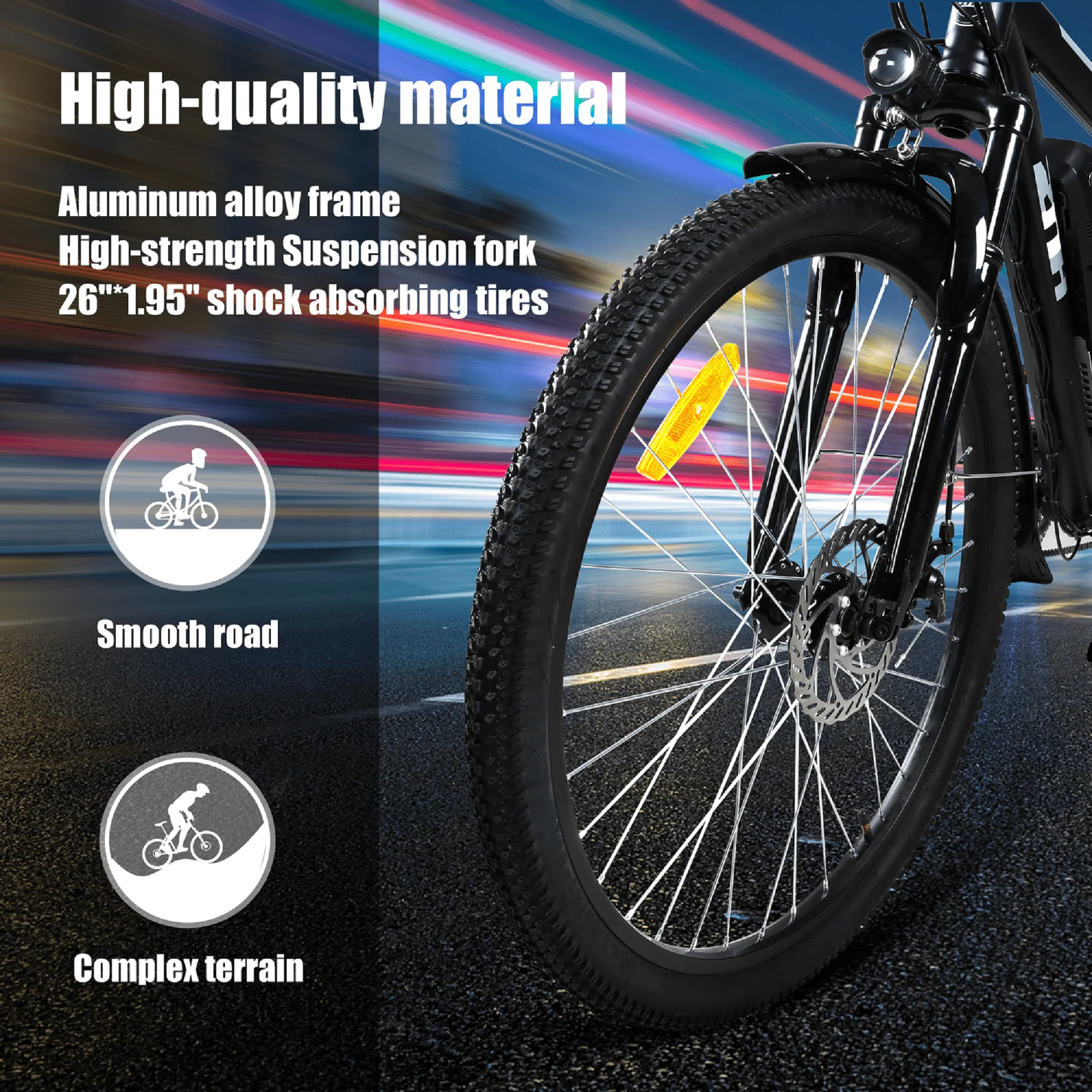 ZNH 26in Electric Mountain Bike, 350W, 36V 10Ah, Black