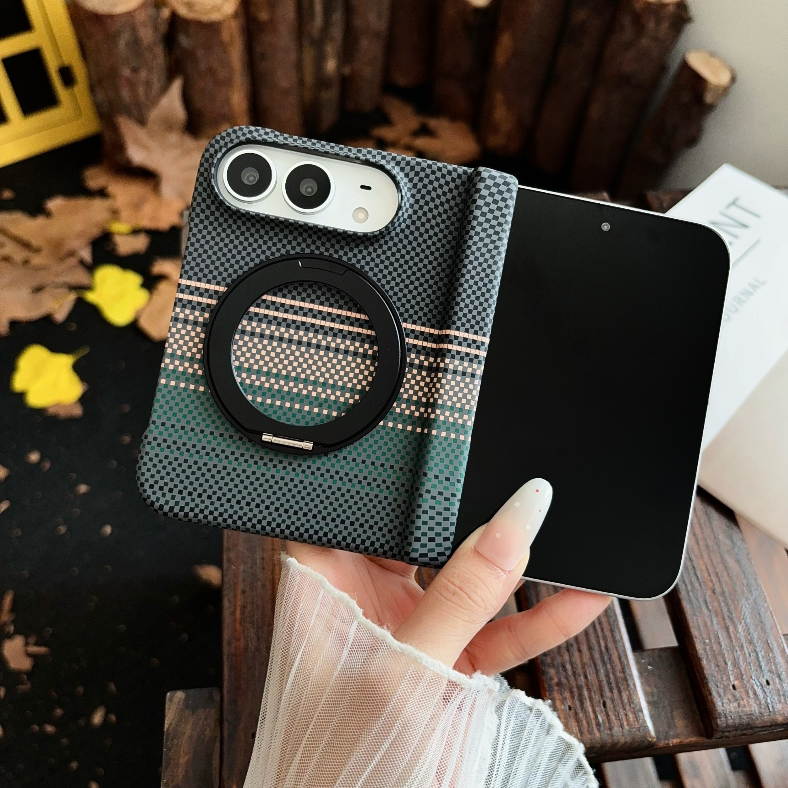 iPhone Duo Protective Case Carbon Fiber - back view