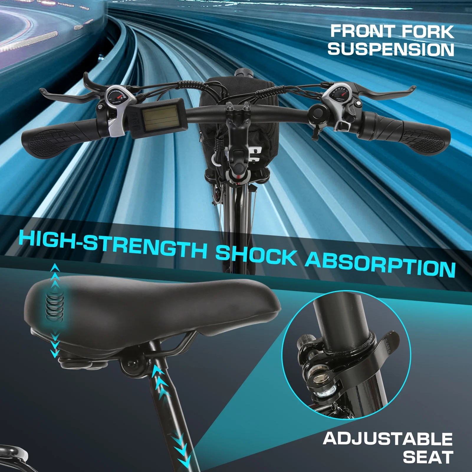 Vivi 26in Step-Through Electric Cruiser Bike, 500W, 48V