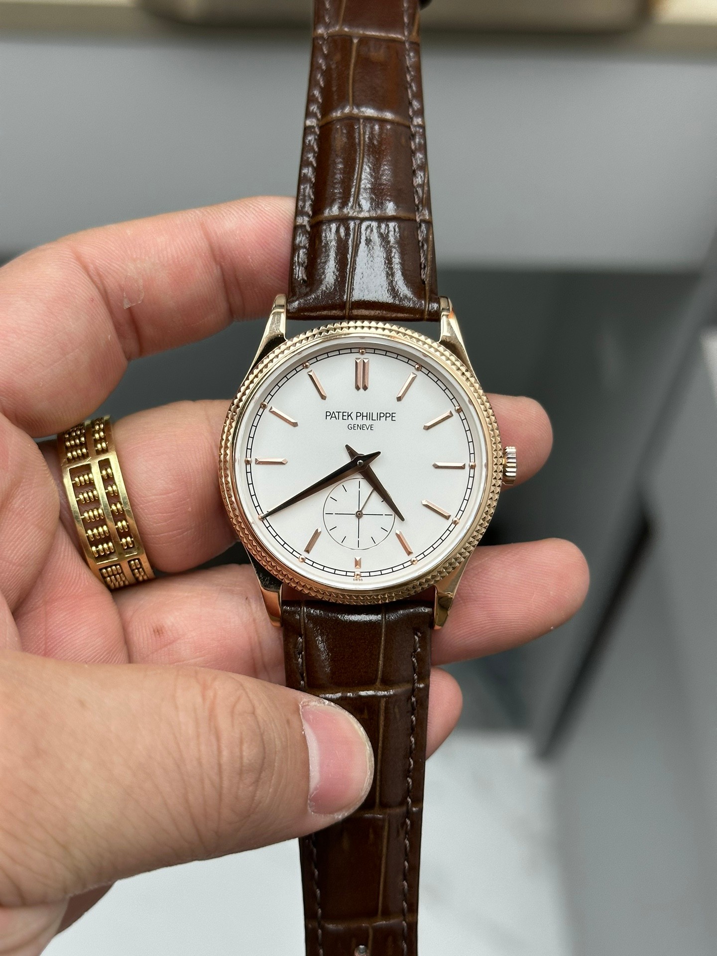 【Super Clone】Patek Philippe Calatrava Small Seconds White Dial Leather Strap 6119R 001 Watch