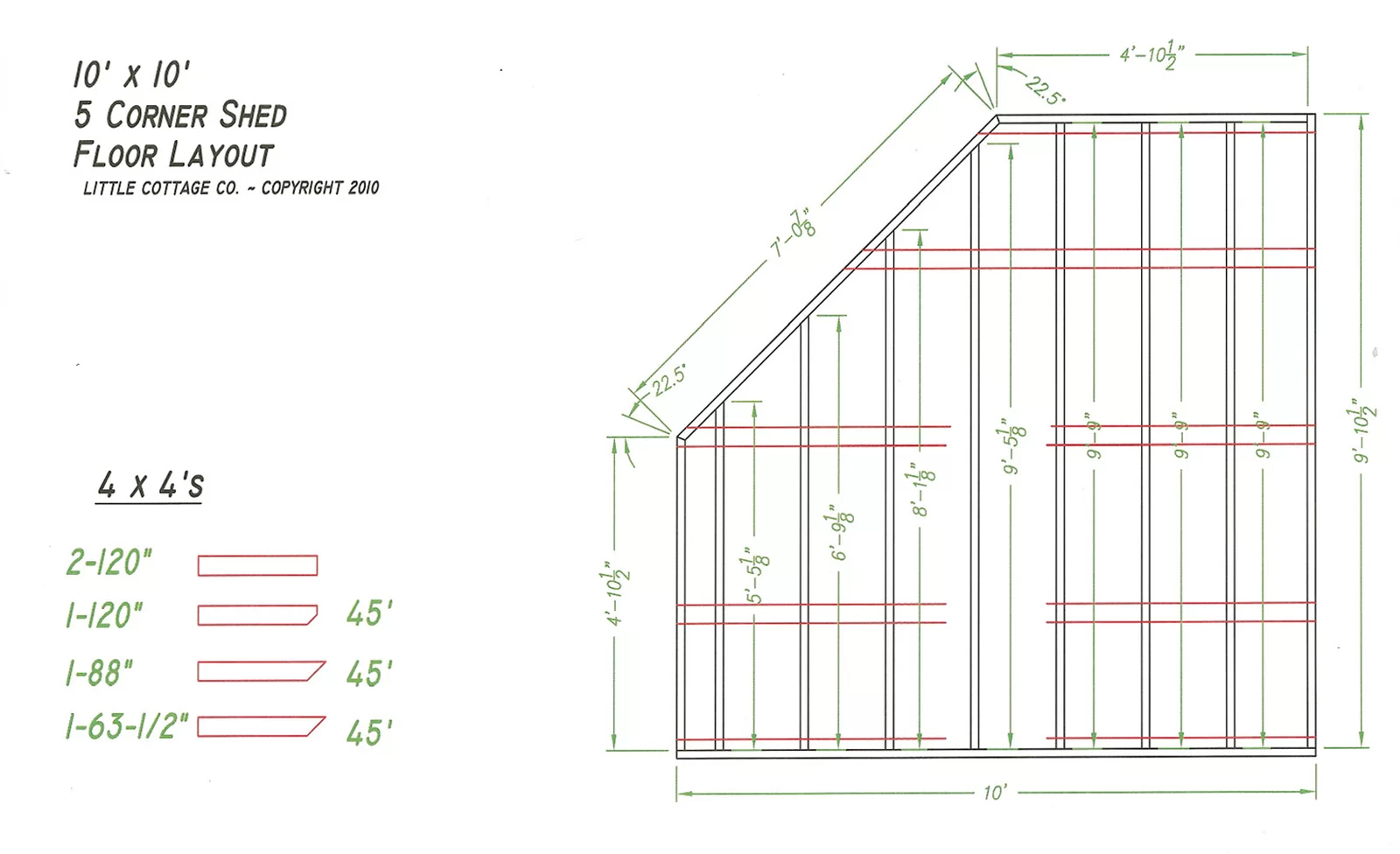 Colonial 10 ft. W x 10 ft. D Wooden Storage Shed