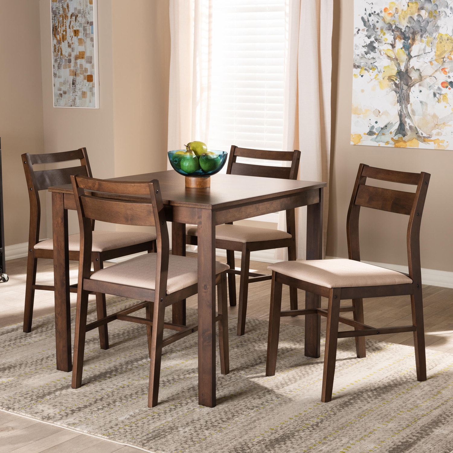 Baxton Studio Lovy Dining Table and 4 Chairs (Set of 5)