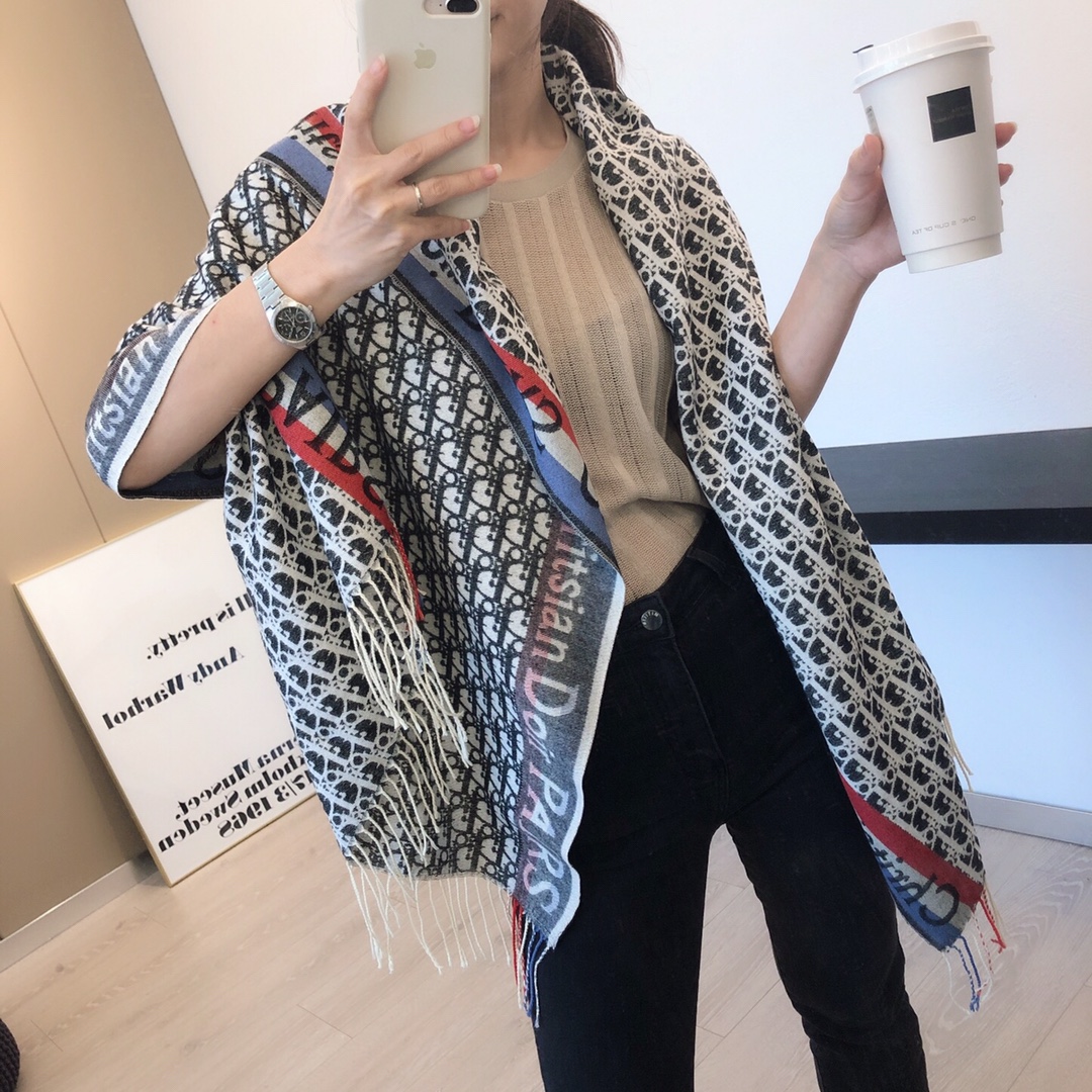 Dior Oblique Stripe Scarf Pink and Navy