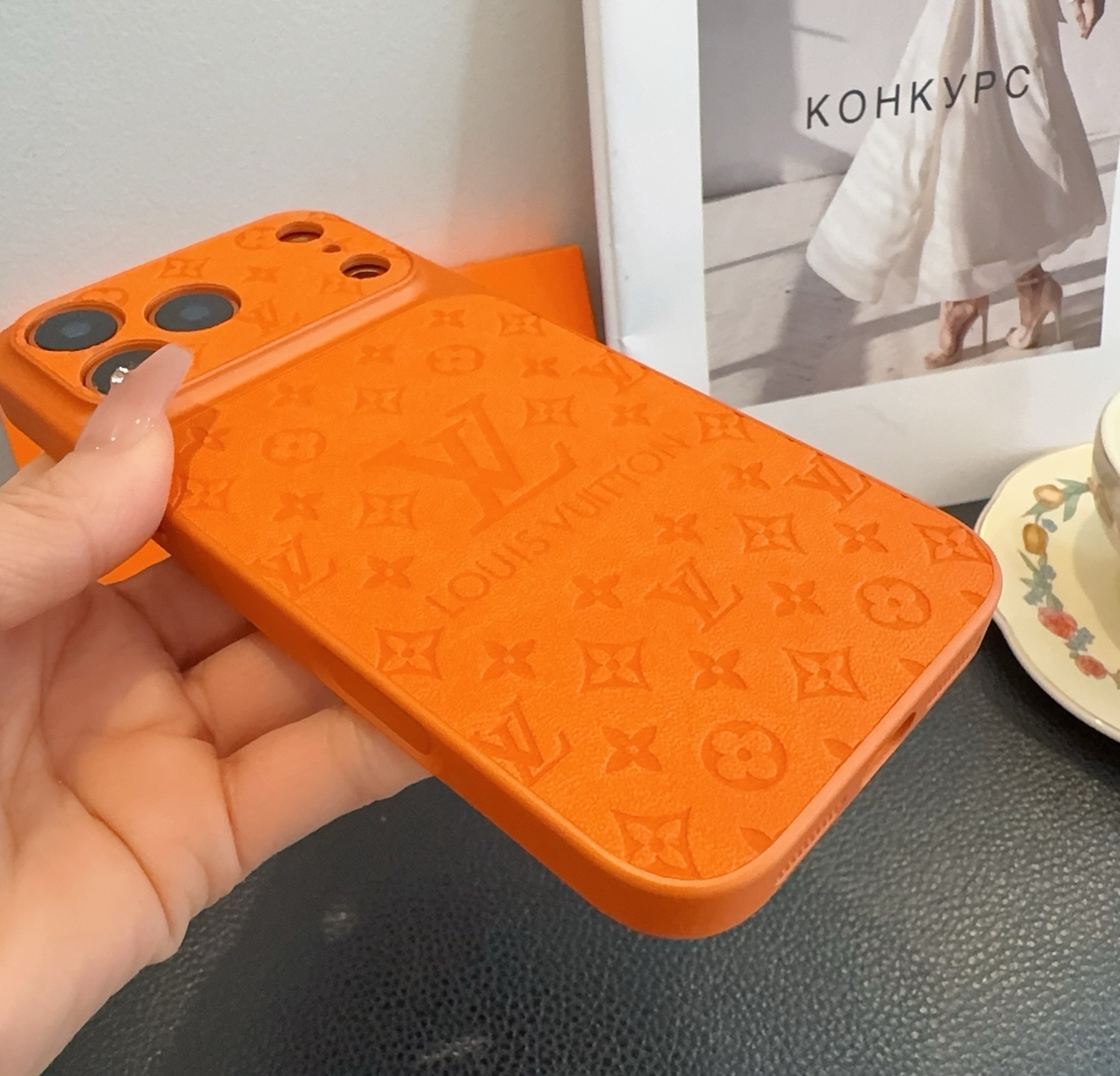 Louis Vuitton Embossed Monogram Full Cover Luxury Phone Case