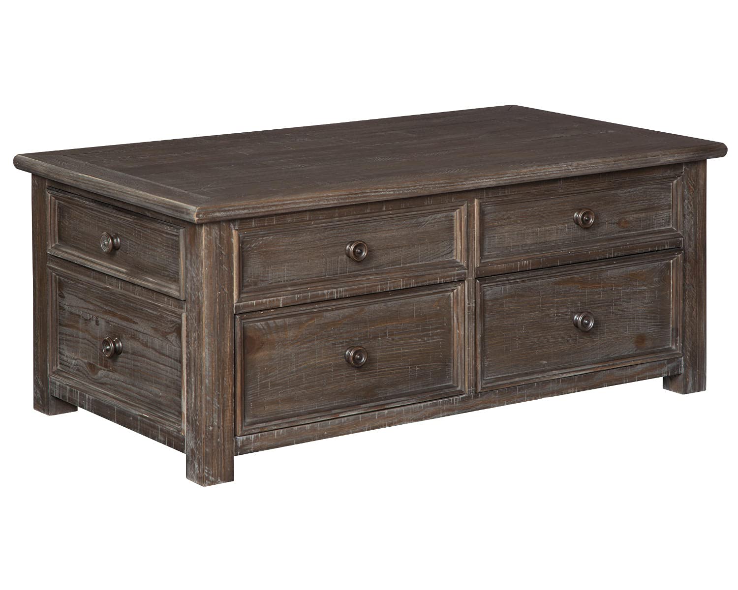 Rustic Rectangular Lift Top Coffee Table with 4 Storage Drawers