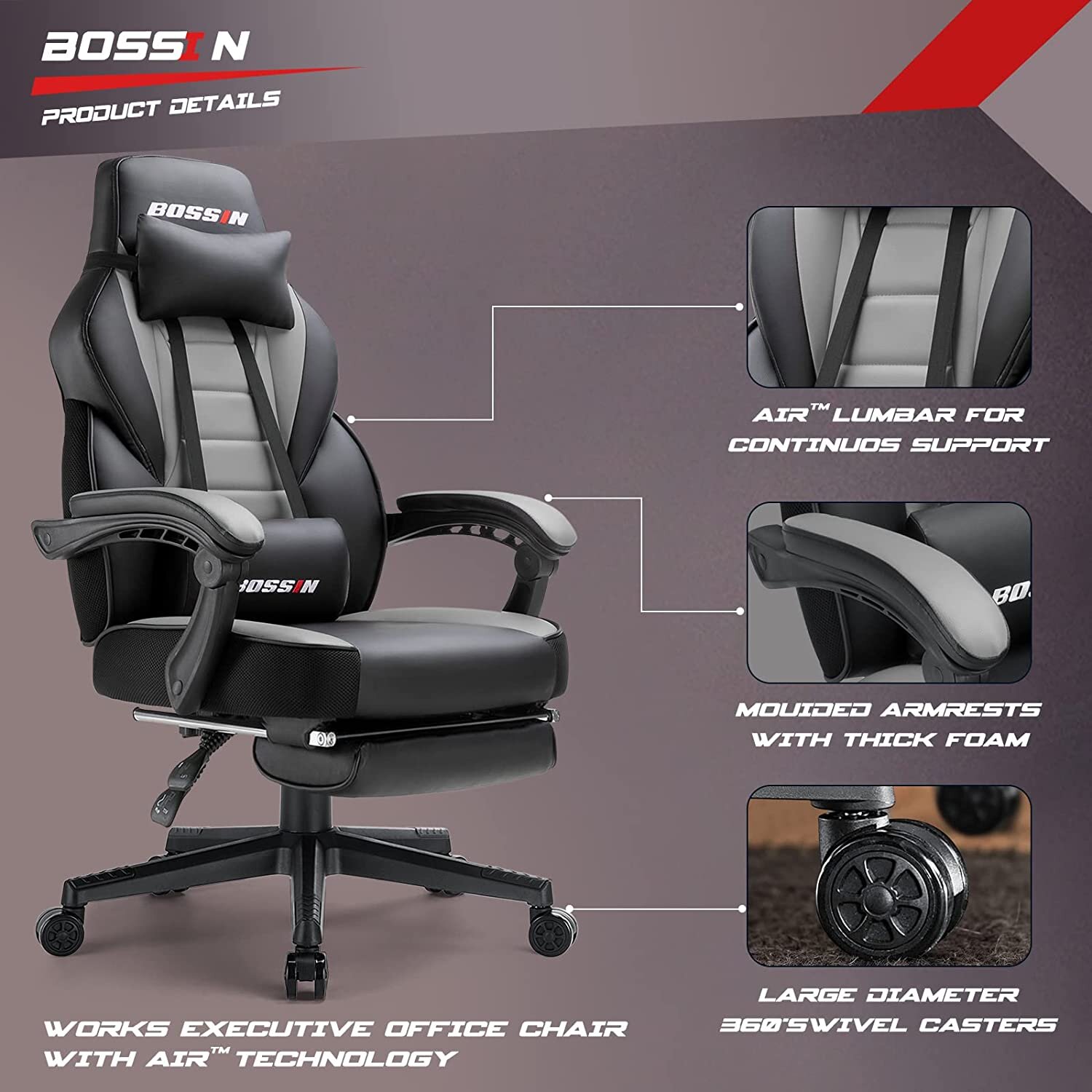 Racing Style Large Size High-Back PU Leather Gaming Chair