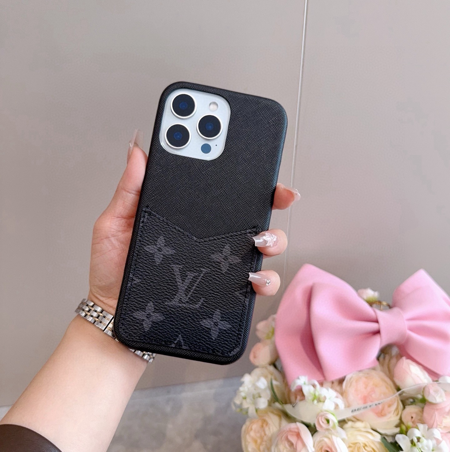 LV Classic Monogram Card Slot Phone Case