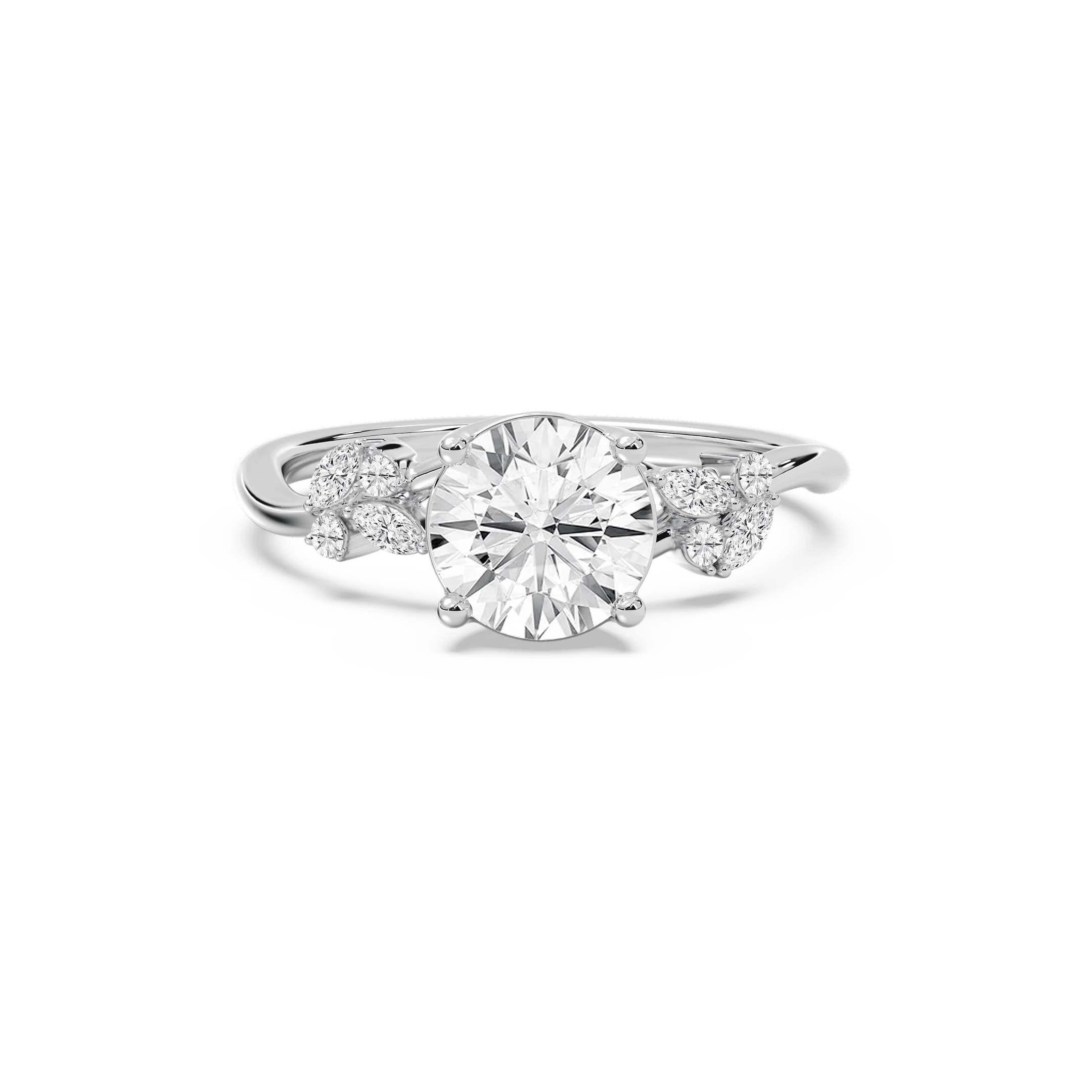 Circe 3 ¹⁄₆ ctw Round Lab Grown Diamond Flowering Trellis Side Stone Engagement Ring