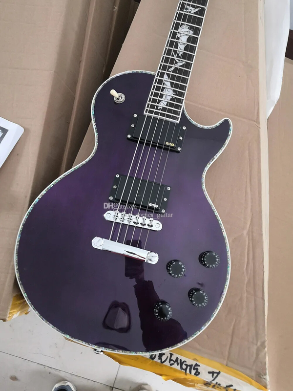 6 Strings Purple Electric Guitar EMG Pickups Rosewood Fretboard Abalone Binding
