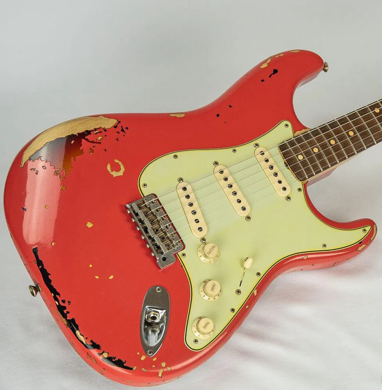 Michael Landau 1963 Heavy Relic Electric Guitar Fiesta Red over 3-Tone Sunburst