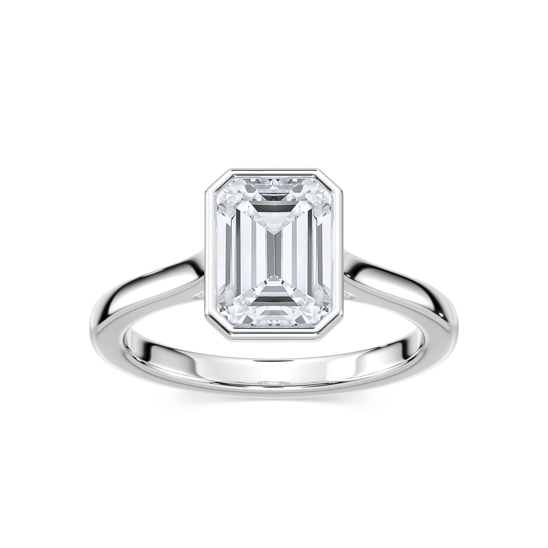 Elsa Emerald Lab Grown Diamond Bezel Set Floating Solitaire Engagement Ring