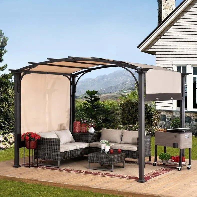 Meadow 11 Ft. W x 9.4 Ft. D Metal Pergola with Canopy