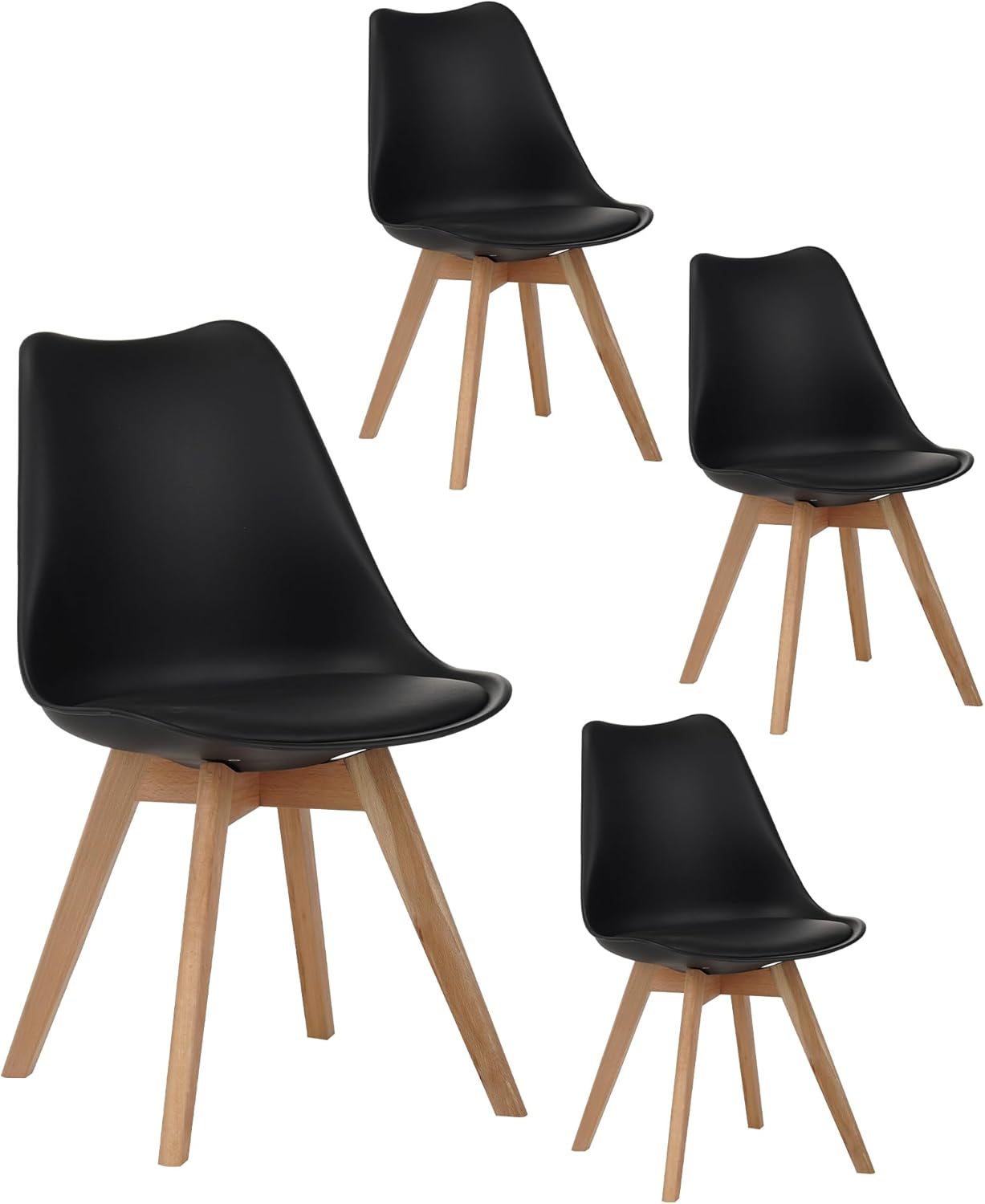 QIHAI Set of 4 Dining Chairs, Medieval Modern Style Dining Chairs for Kitchen and Dining Room, with Wooden Legs,White