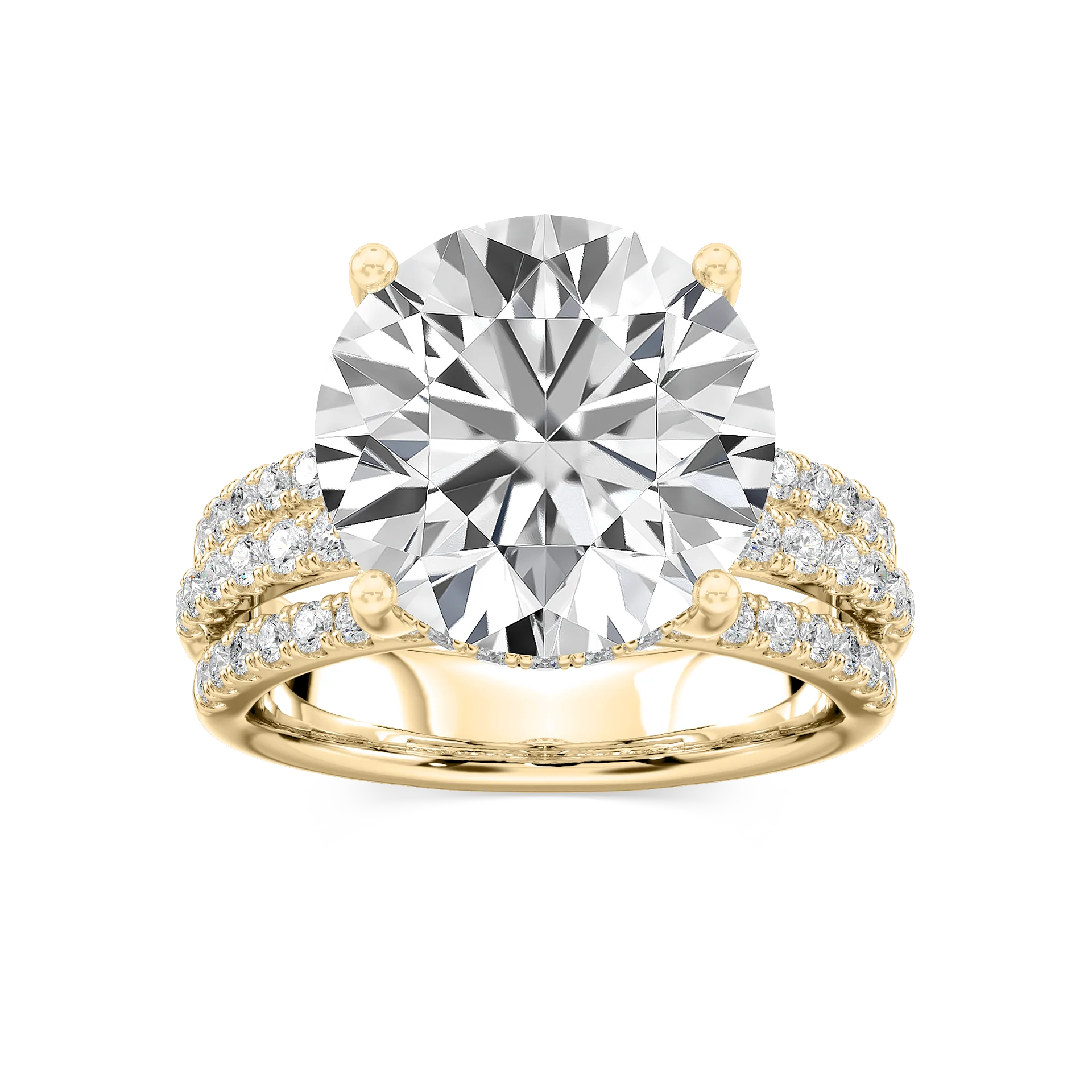 Lasha 11 ⅕ ctw Round Lab Grown Diamond Triple Row Hidden Halo Engagement Ring - Signature Collection