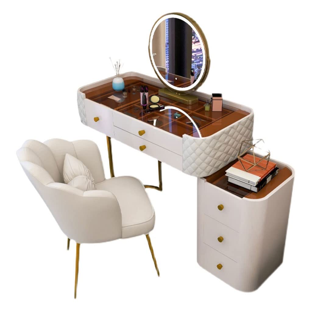 Bedroom Table Dresser Modern Glass Vanity Table with Storage