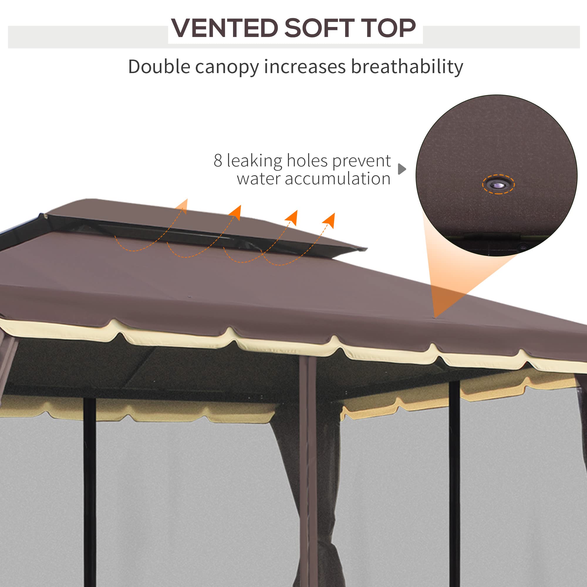 10 x 13 ft double roof aluminium frame pavilion with mesh and