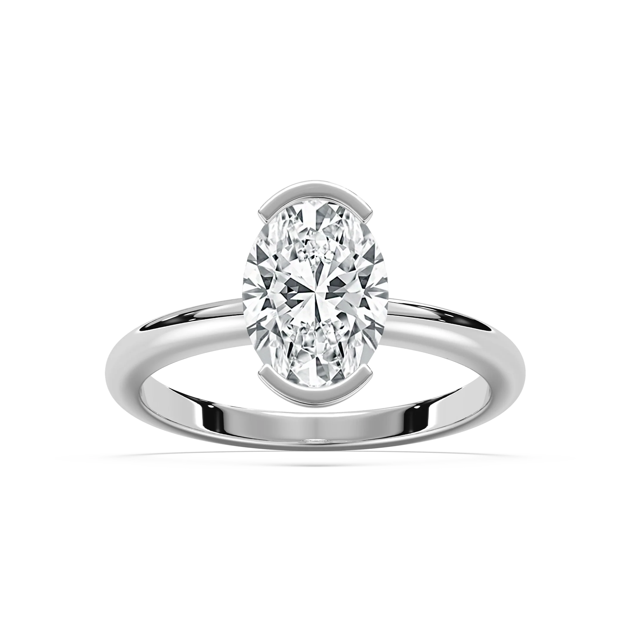 Louisa 2 ctw Oval Lab Grown Diamond Semi Bezel Solitaire Engagement Ring