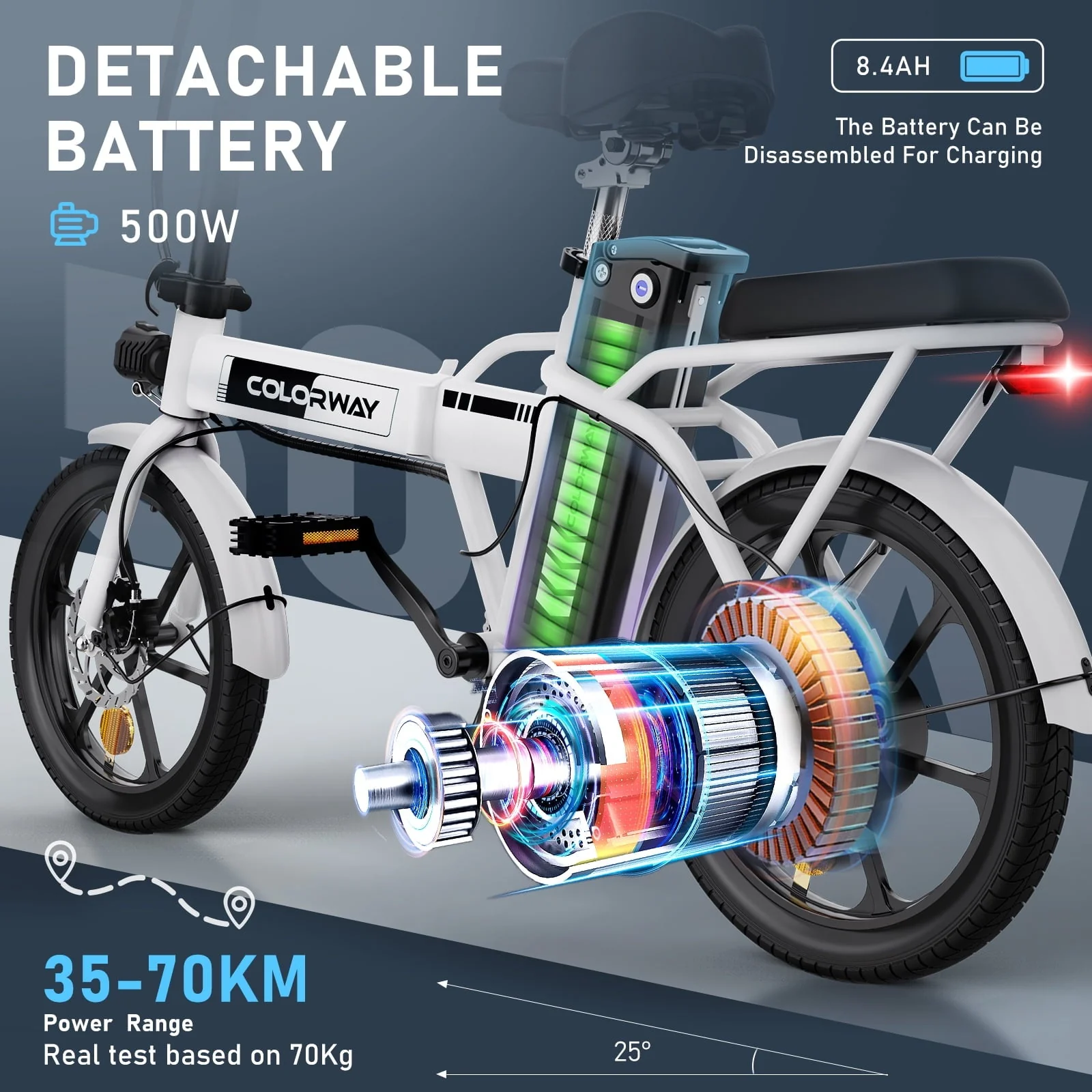 COLORWAY BK5M Folding Electric Bike, 500W, 36V 8.4Ah